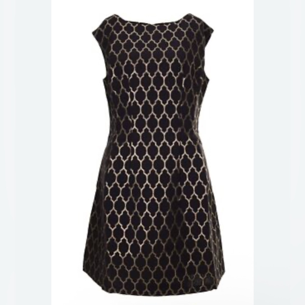 NWOT large Molly bracken foil lattice dress black gold